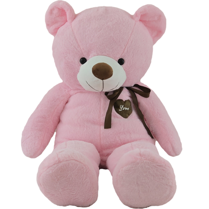 Didelis pliušinis meškinas | 120 cm | Rožinis su kaspinu