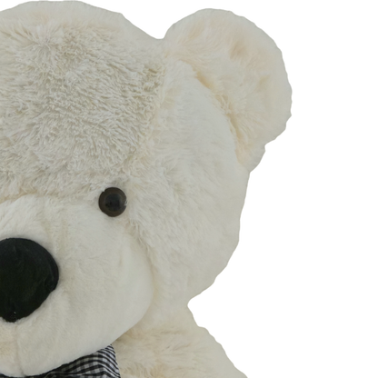 Didelis pliušinis meškinas | 140 cm | Baltas su kaspinu