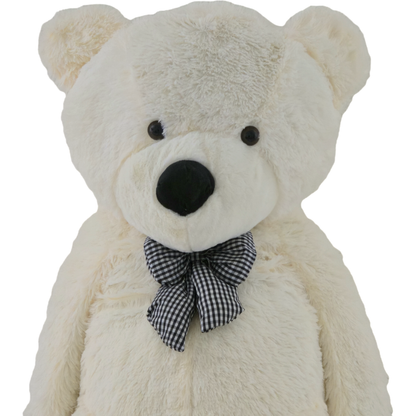 Didelis pliušinis meškinas | 140 cm | Baltas su kaspinu