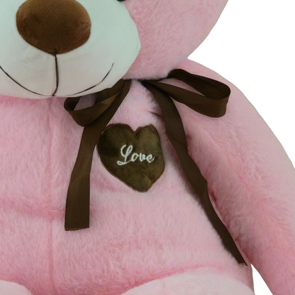 Didelis pliušinis meškinas | 120 cm | Rožinis su kaspinu