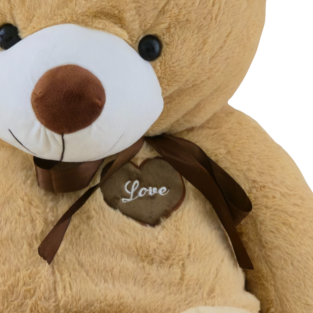 Didelis pliušinis meškinas | 120 cm | Šviesiai rudas su kaspinu