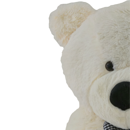 Didelis pliušinis meškinas | 140 cm | Baltas su kaspinu