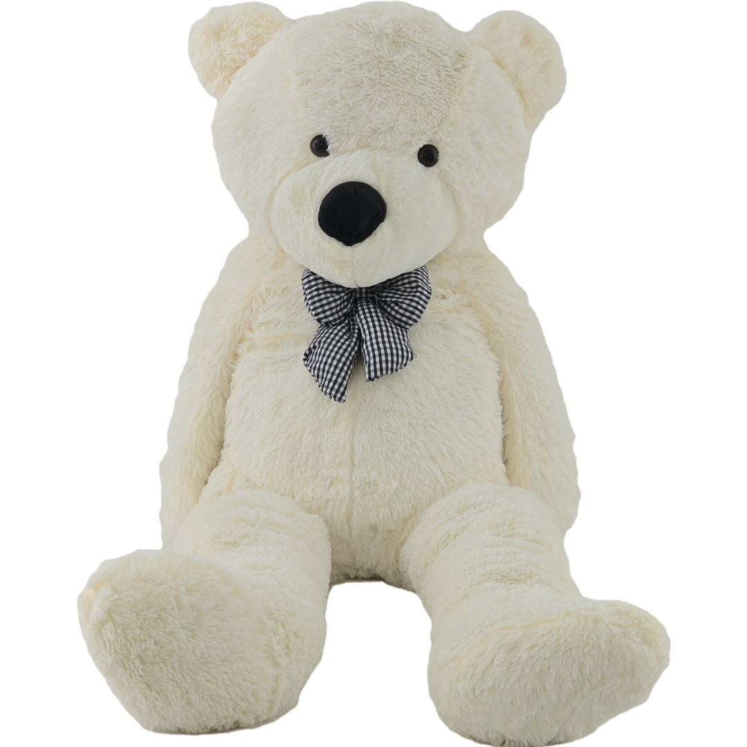 Didelis pliušinis meškinas | 140 cm | Baltas su kaspinu
