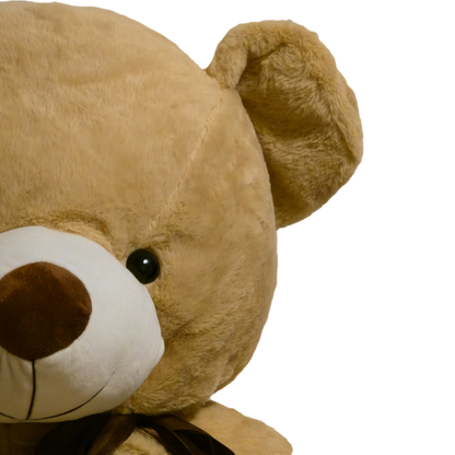 Didelis pliušinis meškinas | 120 cm | Šviesiai rudas su kaspinu