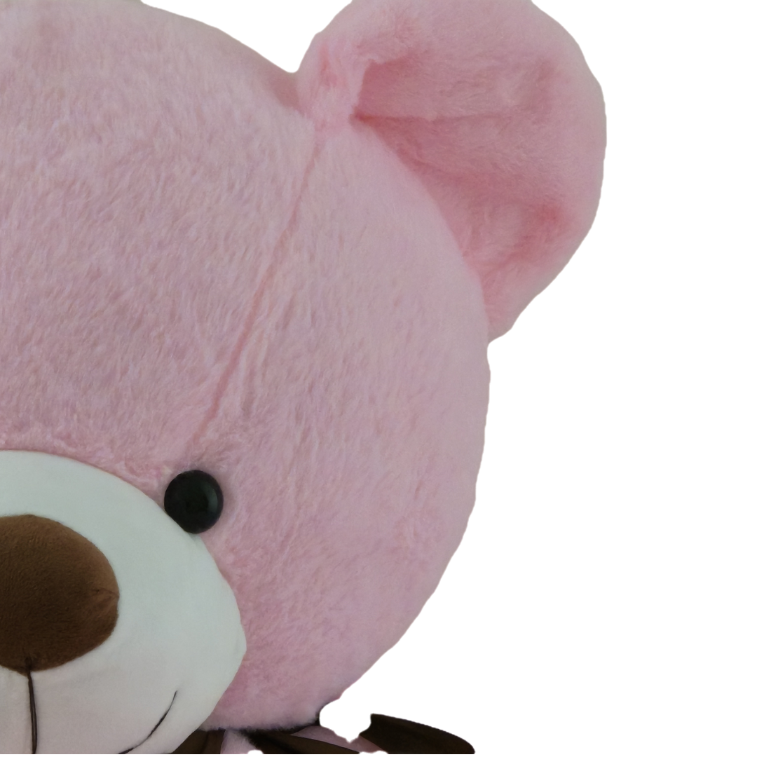 Didelis pliušinis meškinas | 120 cm | Rožinis su kaspinu