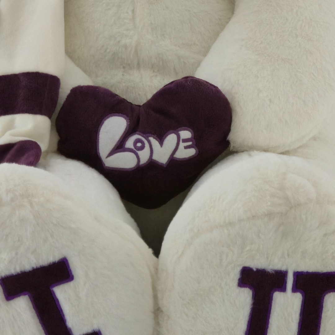 Didelis pliušinis meškinas | 120 cm | Baltas LOVE