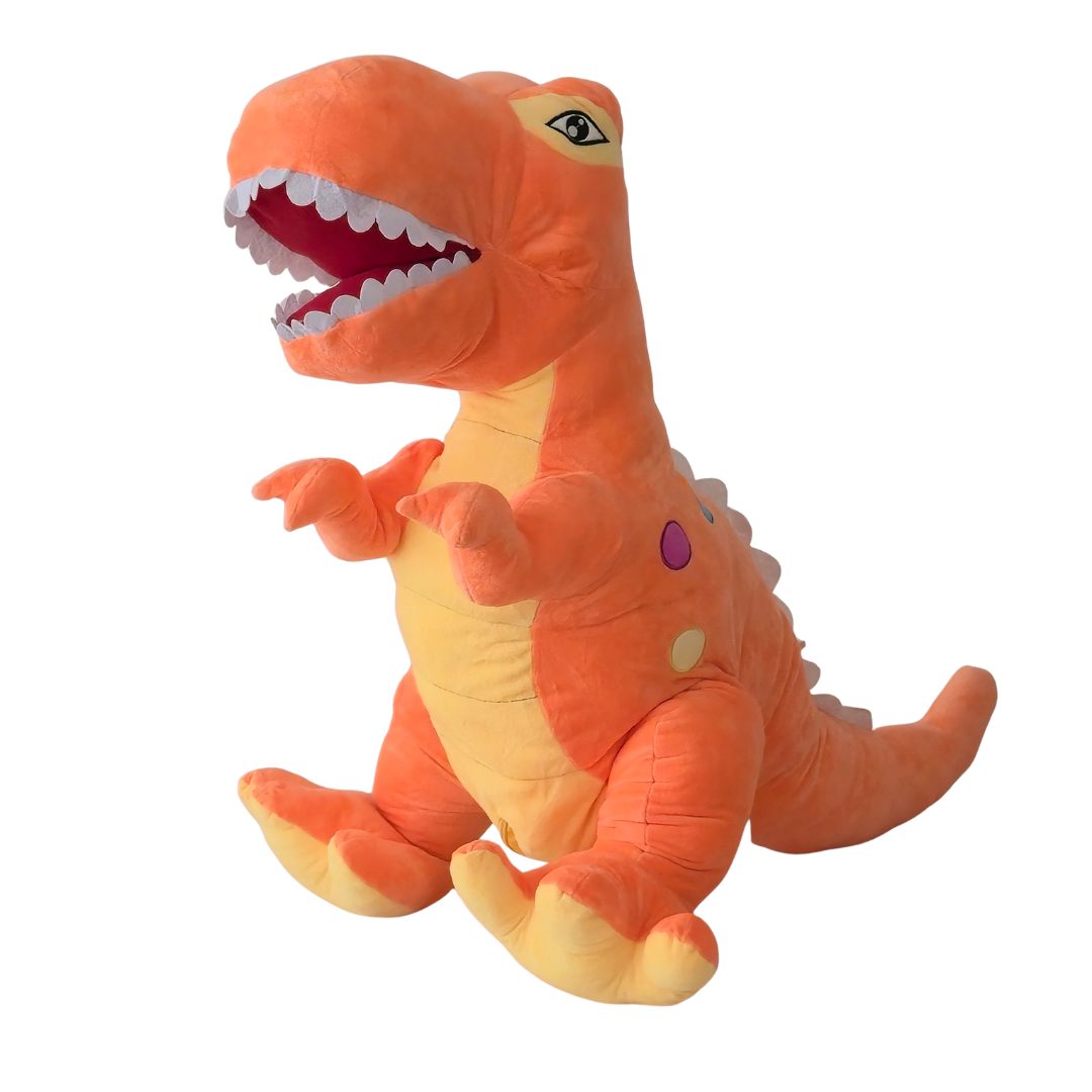 Didelis pliušinis dinozauras 120 cm oranžinis-meskiai.lt