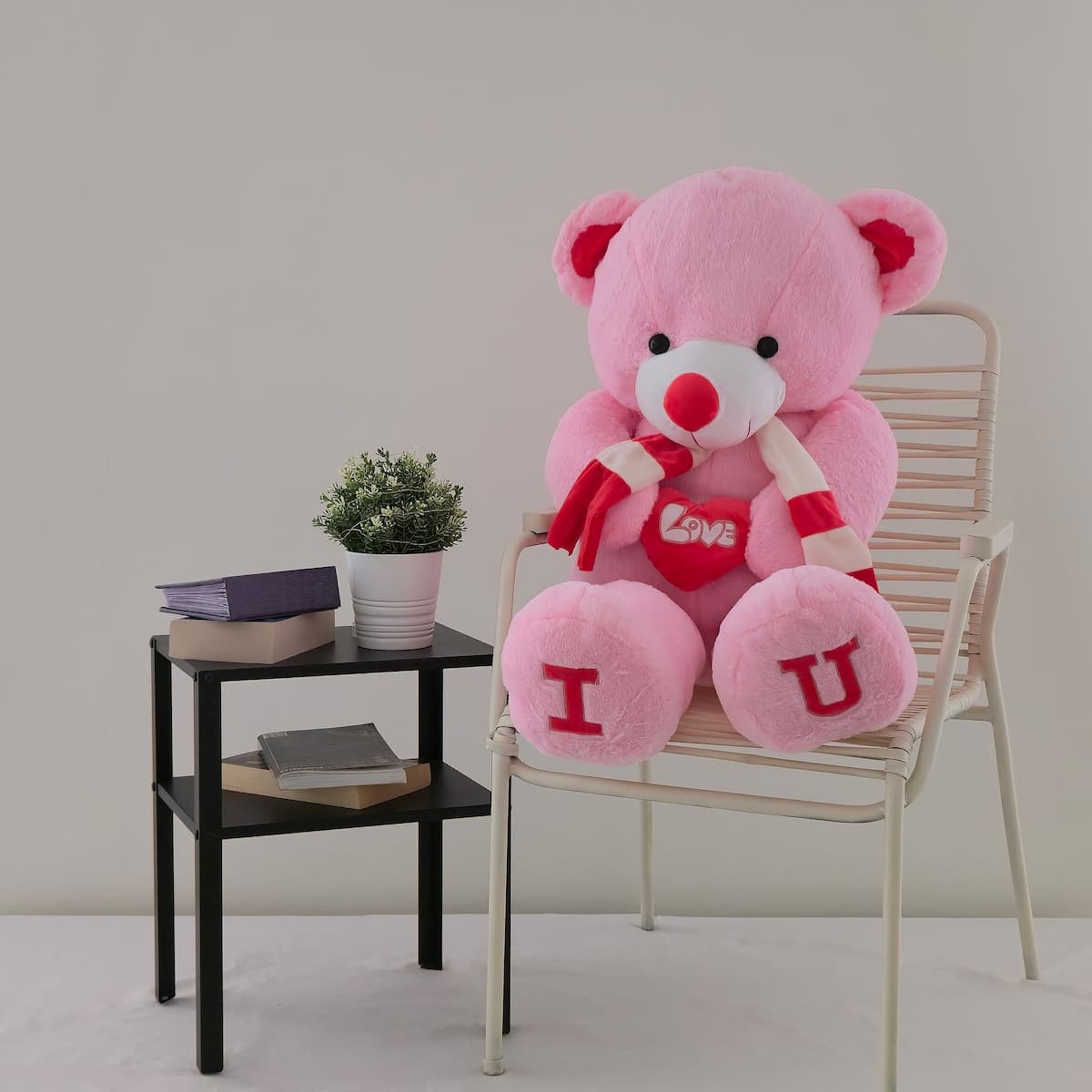 Didelis pliušinis meškinas | 120 cm | Rožinis I LOVE YOU-meskiai.lt