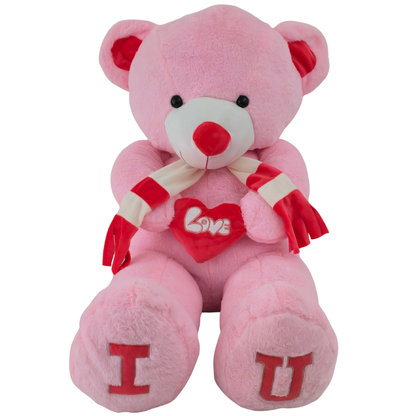 Didelis pliušinis meškinas 120 cm rožinis I LOVE YOU-meskiai.lt
