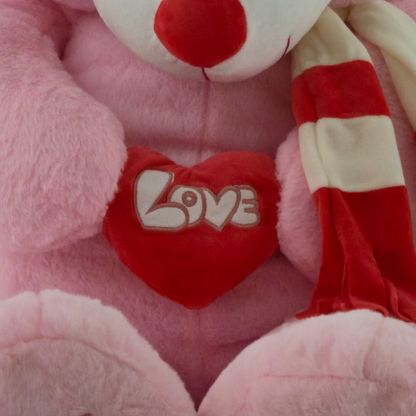 Didelis pliušinis meškinas 120 cm rožinis I LOVE YOU-meskiai.lt