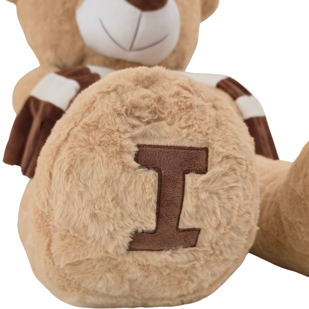 Didelis pliušinis meškinas 120 cm šviesiai rudas I LOVE YOU-meskiai.lt