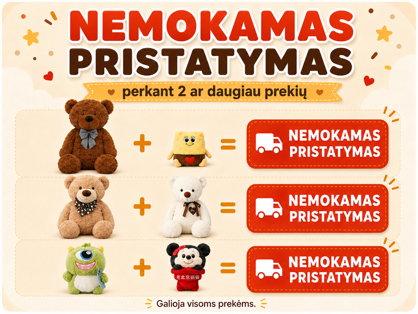 Nemokamas pristatymas perkant dvi ar daugiau prekių