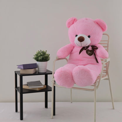 Didelis pliušinis meškinas | 120 cm | Rožinis su kaspinu