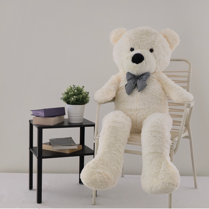 Didelis pliušinis meškinas | 140 cm | Baltas su kaspinu