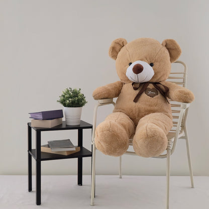 Didelis pliušinis meškinas | 120 cm | Šviesiai rudas su kaspinu